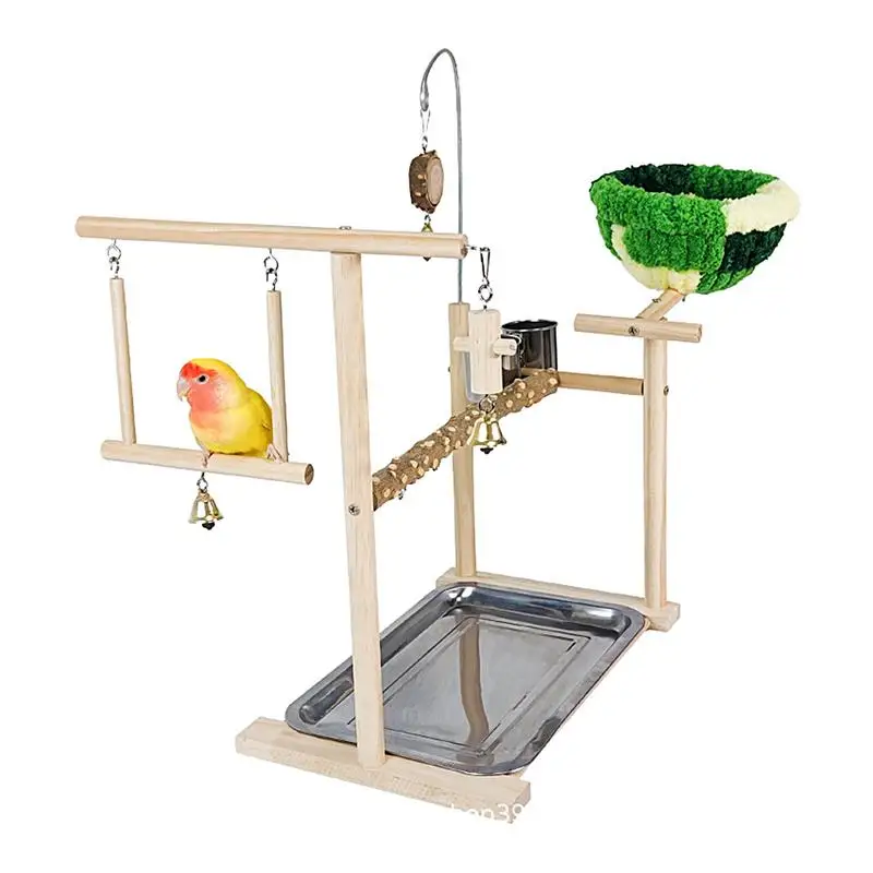 

Parrot Play Gym Stand Claw Grinding Toy To Relieve Boredom Natural Wood Bird Activity Stand Bird Perch Stand Easy To Assemble