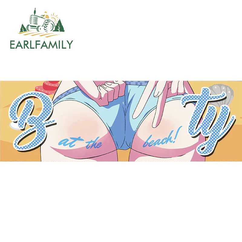 EARLFAMILY 13cm x 4.3cm for Harukana Receive Booty At The Beach Slap Car Stickers Sunscreen Motorcycle Decals Graffiti Graphics