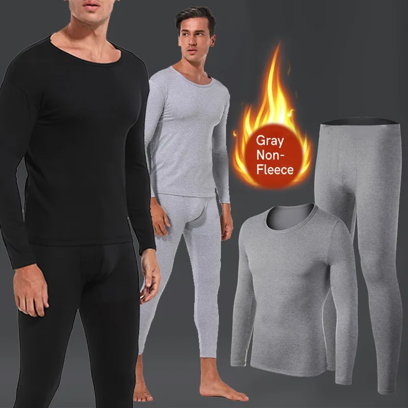 Men'S Winter Innerwear Trousers With Plush German Cashmere And Silk Self Heating Bottom Insulation Underwear Inner Warmer Set