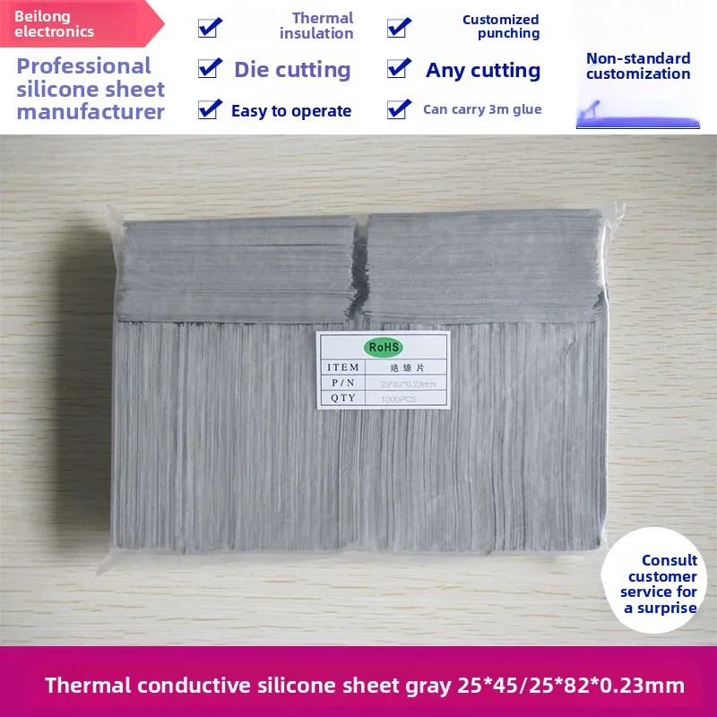 

Gray Thermal Silicone Pad with Center Hole - 2545/2582*0.23mm, Thermal Insulating Cloth for Heat Dissipation