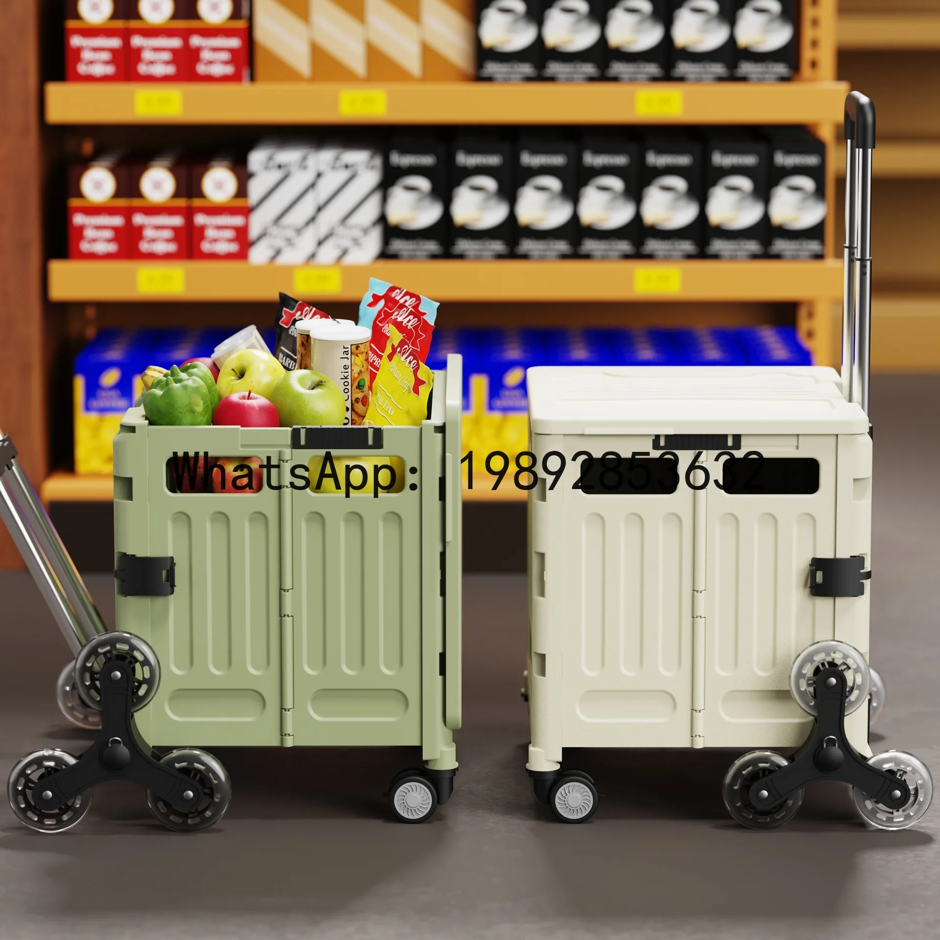 household multi-functional grocery shopping trolley light portable folding shopping trolley trailer