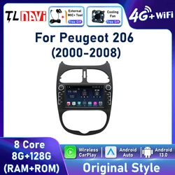 7inch Android Auto Car Radio Carplay For Peugeot 206 206CC 206SW 2000 -2008 Stereo Multimedia Player Navigation GPS Tooch Screen