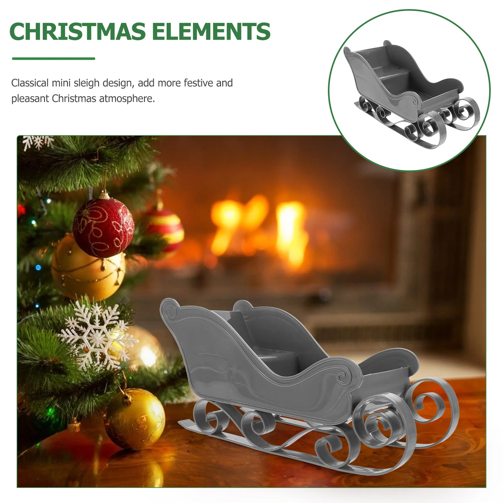 

1pc Mini Christmas Sleigh Ornament For Holiday Party Tabletop Desktop Sleigh Adornment Festival Decor Xmas Home Decor