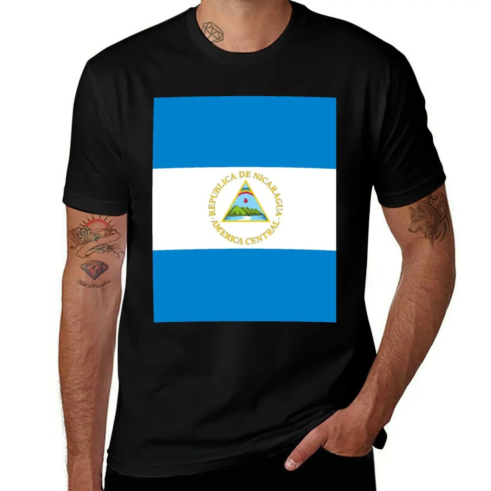 

flag of Nicaragua T-Shirt man tshirt man t shirt cotton man t shirts cotton T-Shirt