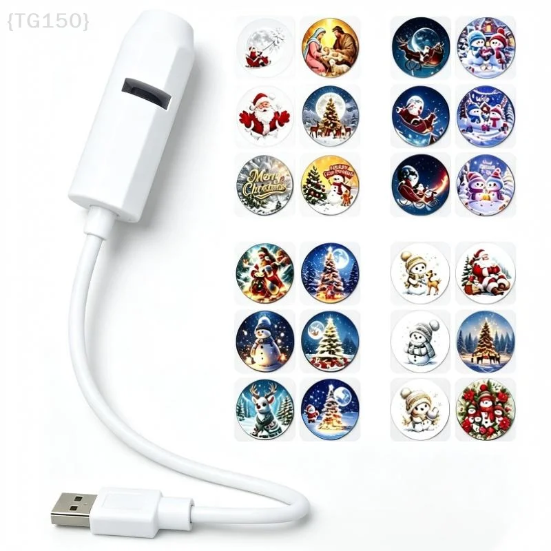〔T〕1 Set USB Projection Lamp Christmas Main Image Projector Light 24 Patterns For Bedroom Home Decor