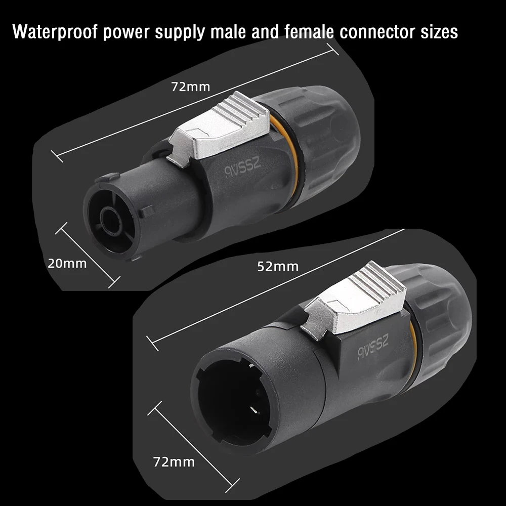 Powercon Connector Lockable Cable Connector Chassis Socket for Electric Drill LED Screen Stage Lighting Power Connecting