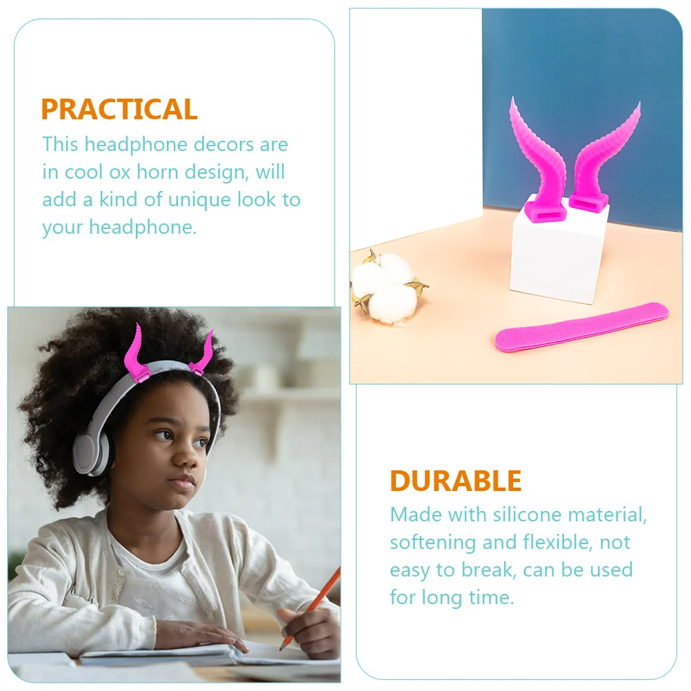 

1 Pair Silicone Headphone Horn Attachments Horn Design For Gaming Headset Decorations Headset Accessories Cosplay Props