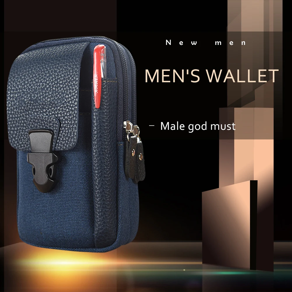 Lona Casual Fanny Bum Bag para homens, Bolsa esportiva para celular, Pacotes de cintura empresarial