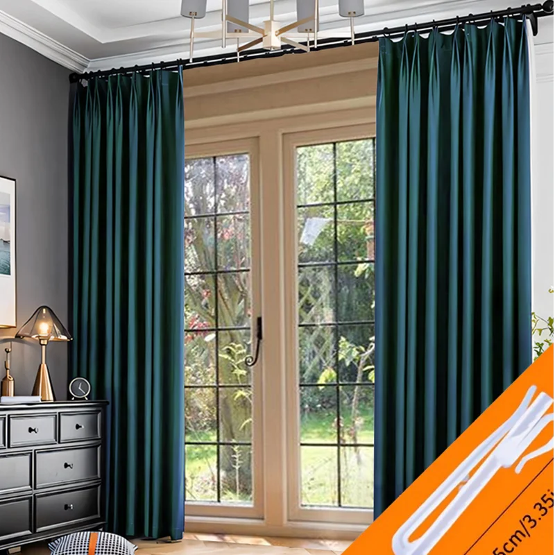 

Luxurious and gorgeous high-end solid color curtains finished living room bedroom balcony floor-to-ceiling window curtains 2pcs