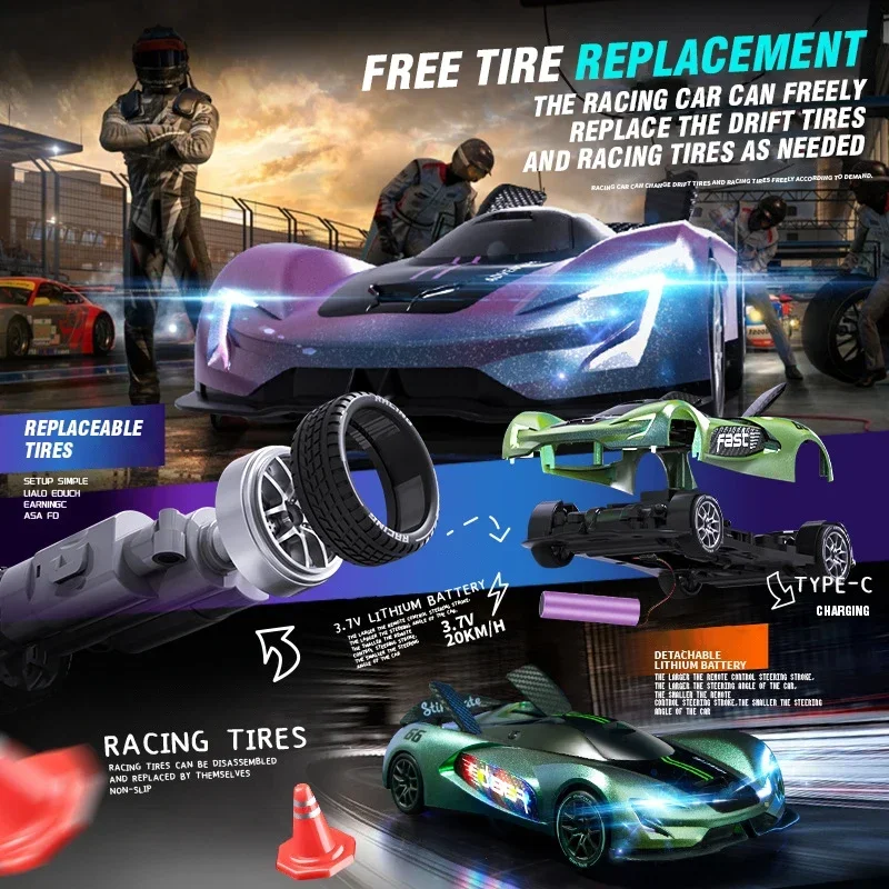 

20Km/h Rc Car 4Wd Remote Control Drifting Car Rc Racing Vehicle Winged Sports Car Electric Model Toys Kids Xmas Newyear Gift