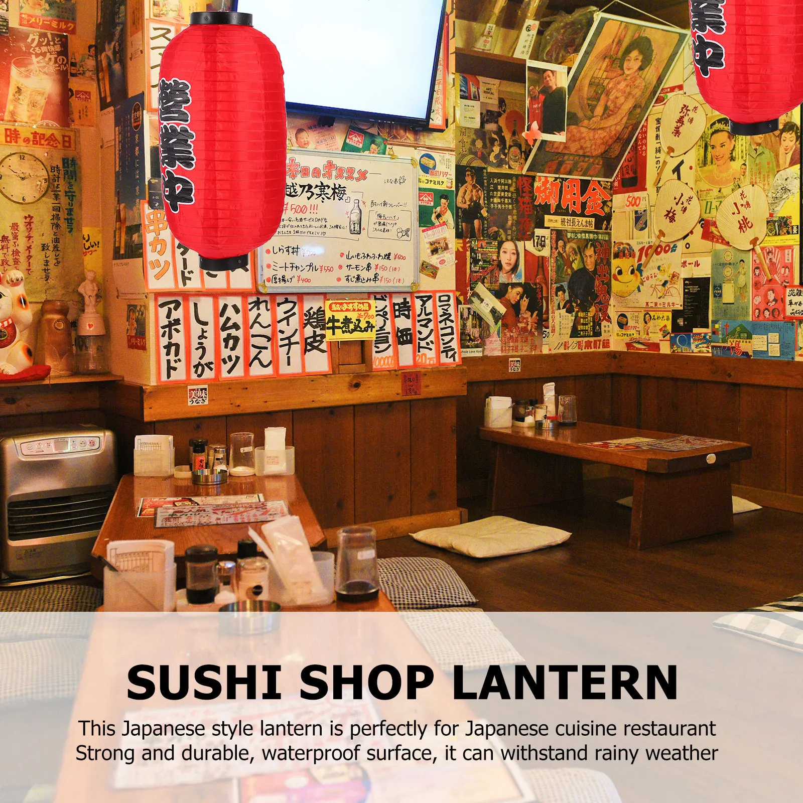 

1Set Japanese Style Waterproof Lantern Red Cloth Hanging Decorative Lantern for Sushi Restaurant Outdoor Shop Decoration