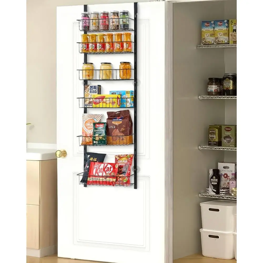 

6 Tier Over Door Pantry Organizer Hanging Storage Rack Adjustable Kitchen