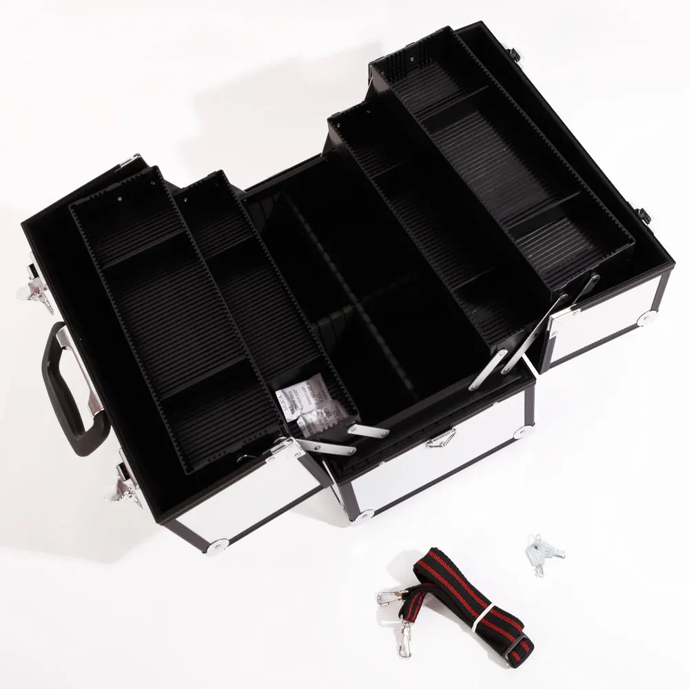 Professional Makeup Organizer Case with Multiple Compartments and Removable Trays