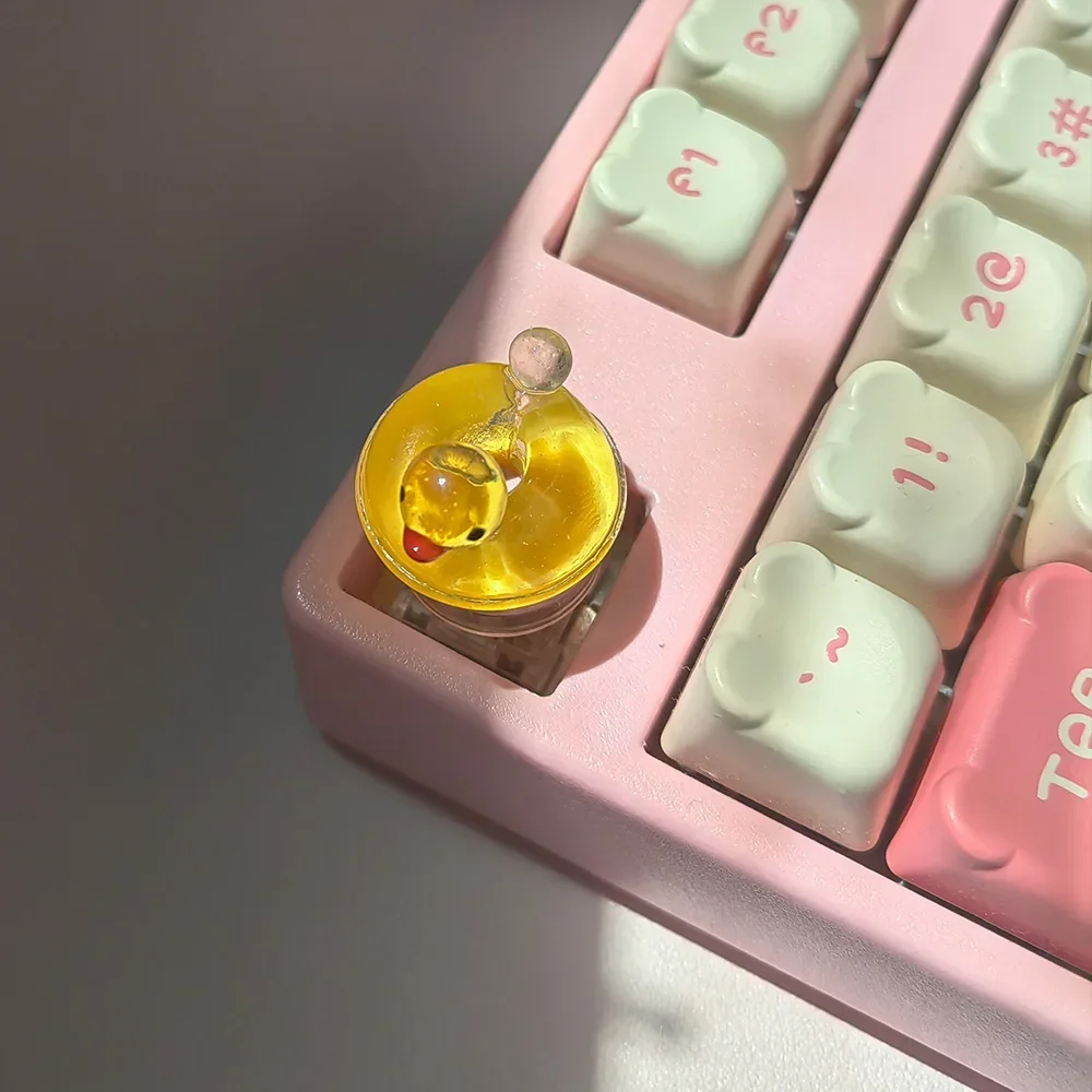 

Small yellow duck keycap, transparent round mechanical keyboard ESC swimming ring duck