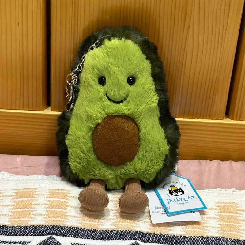 【NA STANIE】JELLYCAT UK Urocza pluszowa zabawka w kształcie awokado dla zwierząt, idealna jako codzienna towarzyszka dla małych i średnich psów, uroczy łańcuszek do zawieszenia na plecaku