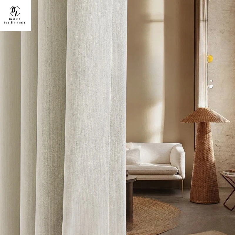 

Custom Size！！Modern Full Blackout Soft Thick Chenille Elegant Fashion Curtains for Living Dining Room Bedroom Decor White Tulle