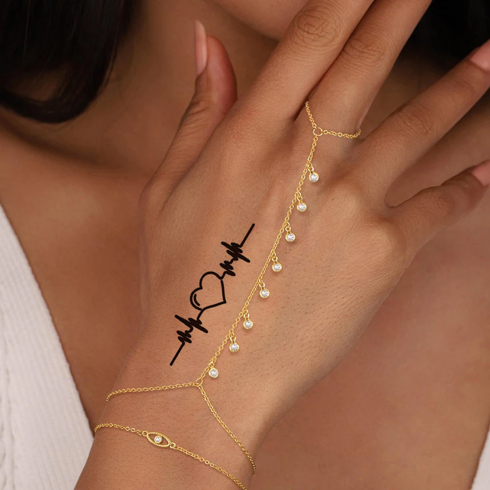 20 piezas tatuaje de mano negro para mujeres y hombres impermeable corazón amor mariposa Luna estrellas pez tatuaje falso para mano dedos cuello arte corporal