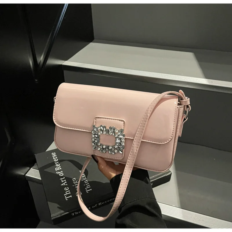 

2025 хрустальная седельная сумка в корейском стиле, кошелек подмышки для женщин, сумка через плечо со стразами, модная сумка через плечо