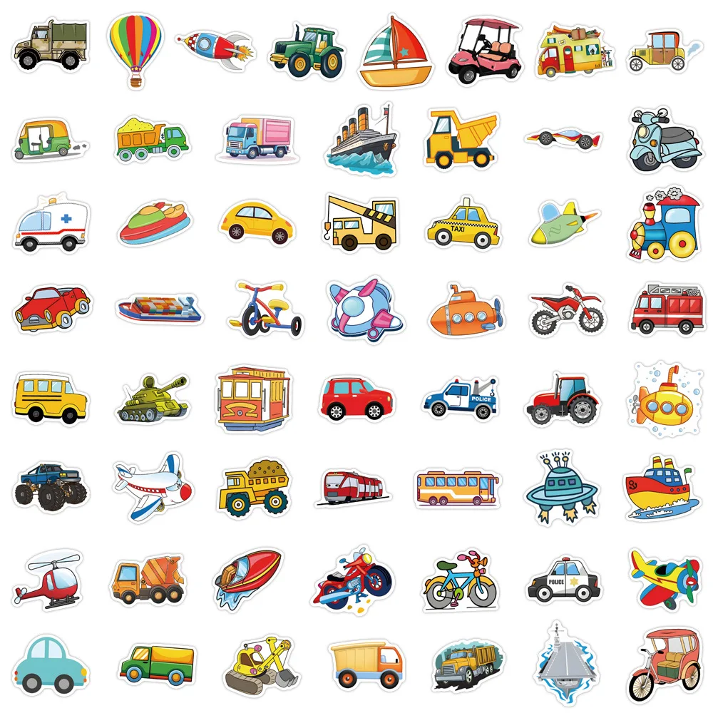 55/110 Uds nuevo transporte dibujos animados barco pegatinas de grafiti decorativo Scooter guitarra taza de agua funda de teléfono pegatinas de juguete