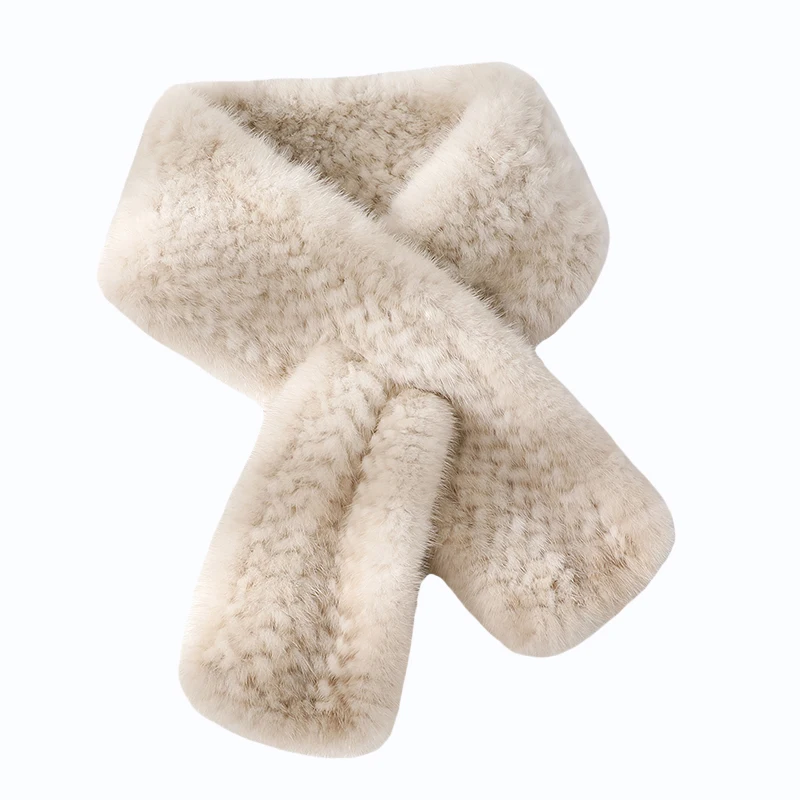 Sciarpa in vera pelliccia di visone double face Sciarpa con collo in pelliccia lavorata a maglia da donna Sciarpa versatile di colore caldo autunno inverno