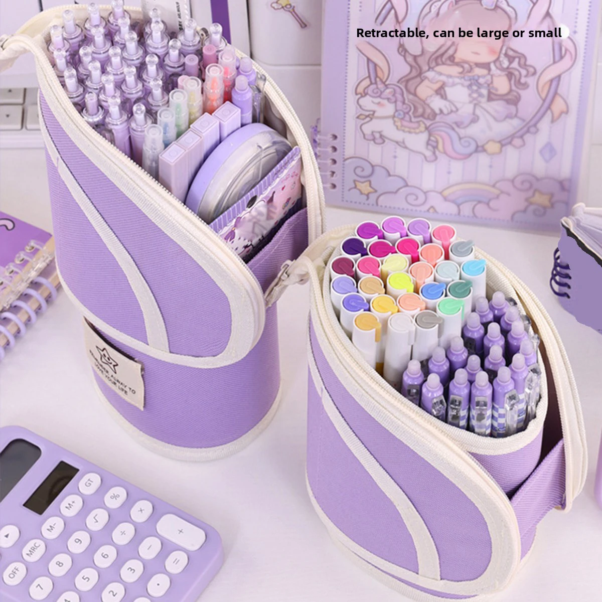 Creative Student Expandable Pen Holder Large Capacity Office Desktop Pencil Storage Box Stationery Organizer Oxford Bag