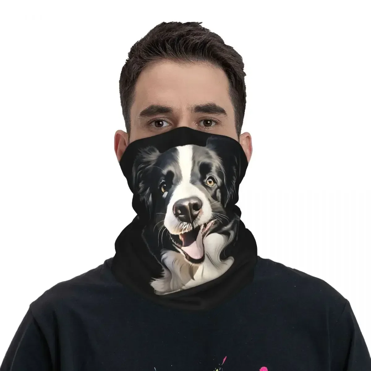 Border Collie Bandana Neck Gaiter Printed Wrap Mask Scarf Multifunction Balaclava Cycling For Men Women Adult Washable