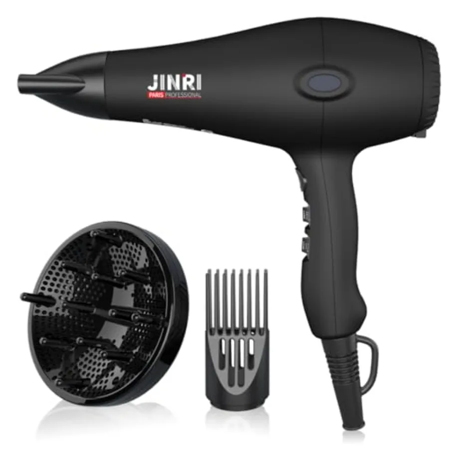 

Фен JINRI 1875 Вт, 3 температурных режима и 2 скорости, с диффузором и концентратором, съемный воздуховод, ионная технология и инфракрасное излучение