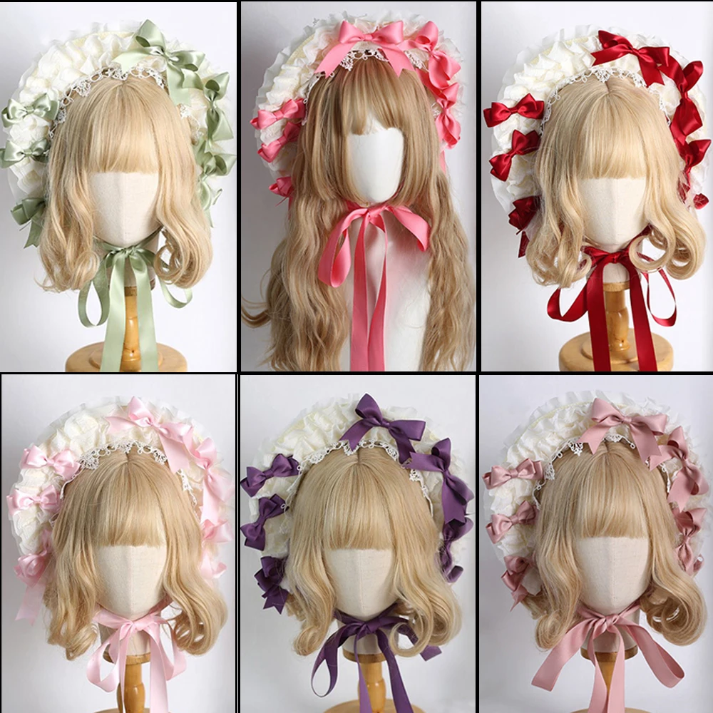 

Lolita Bowknot Elegant Flat Hat Top Hat Bow Wedding Tea Party Pastoral Straw Hat Lace Chiffon Han Yang Eclectic Summer