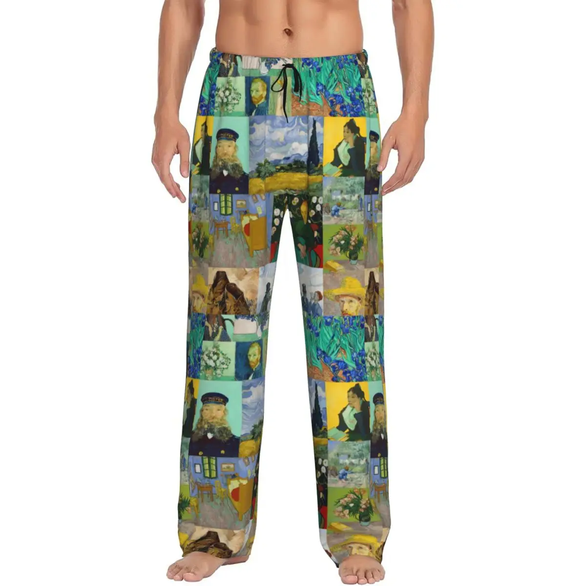 

Мужские пижамные брюки с принтом «Винсент Ван Гог», в стиле импрессионизма, для сна и отдыха, с карманами