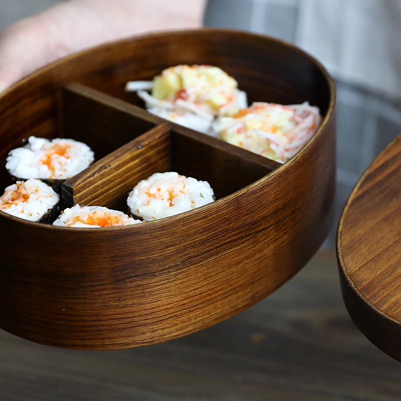 Di legno Scatola di Pranzo Giapponese Bento Lunchbox Contenitore di Alimento Piccolo piatto di Frutta Sushi Contenitore di Alimento di Scuola I