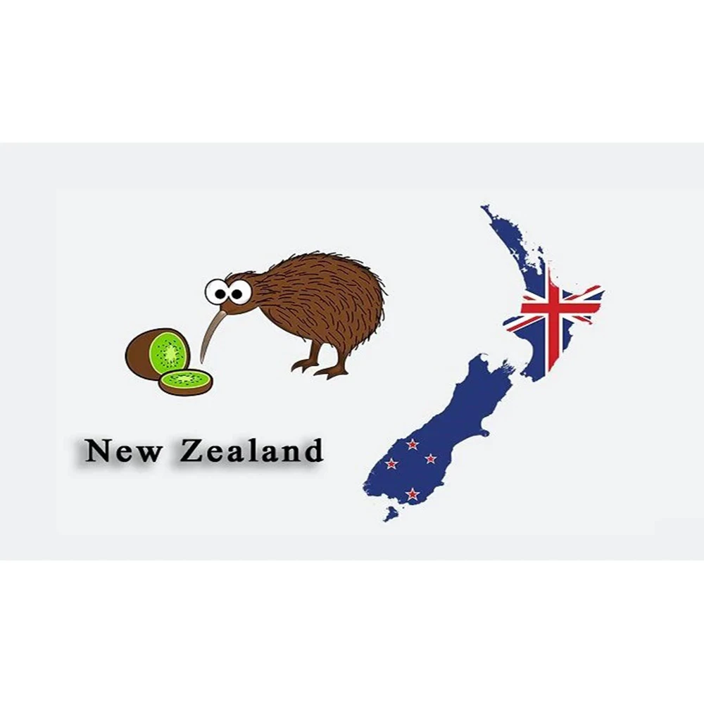 2X3FT New Zealand KIWI Flag WITH New Zealand MAP DECORATION ART Gift Banner