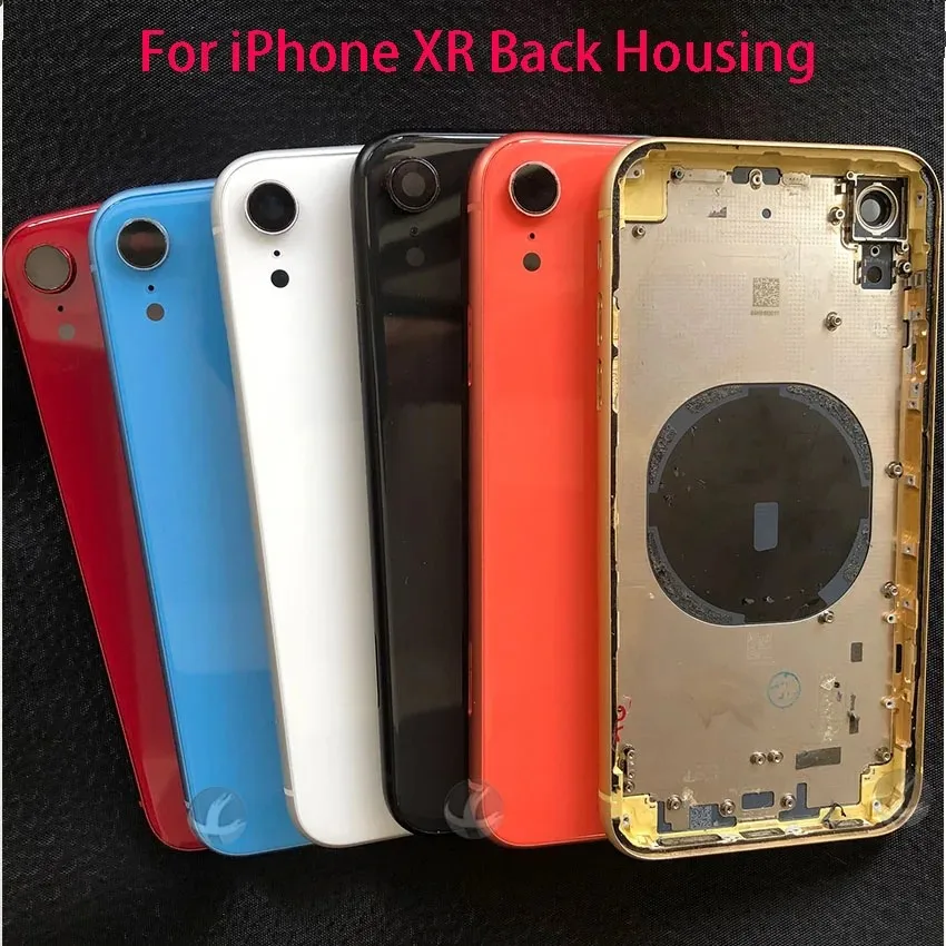 Back Door Rear Housing Cover, Battery Replacement for iPhone XR, With Side Button + Logo, High Quality, Free Gift