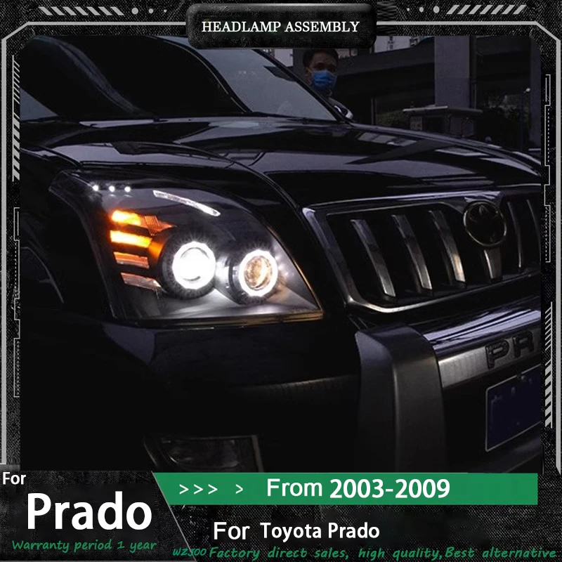 

For Toyota Prado Headlights FJ120 LC120 2003-2009 Land Cruiser Prado LED Head light Bi Xenon Projector Lens Dynamic turn signal