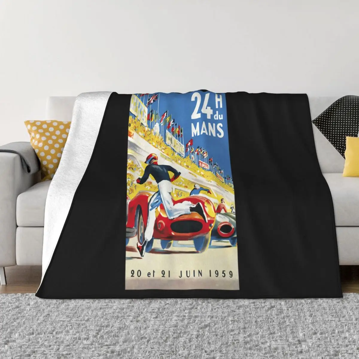 24 Hours Of Le Mans Vintage Race Graphic Cafe Racer Hot High Quanlity Popular Style Hipster Throw Blanket