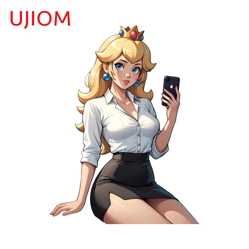 UJIOM Princess Peach Peripherals Wall Sticker Kawaii Creative Design Unique Scratch Proof Decal Suitable For Game Room Decor