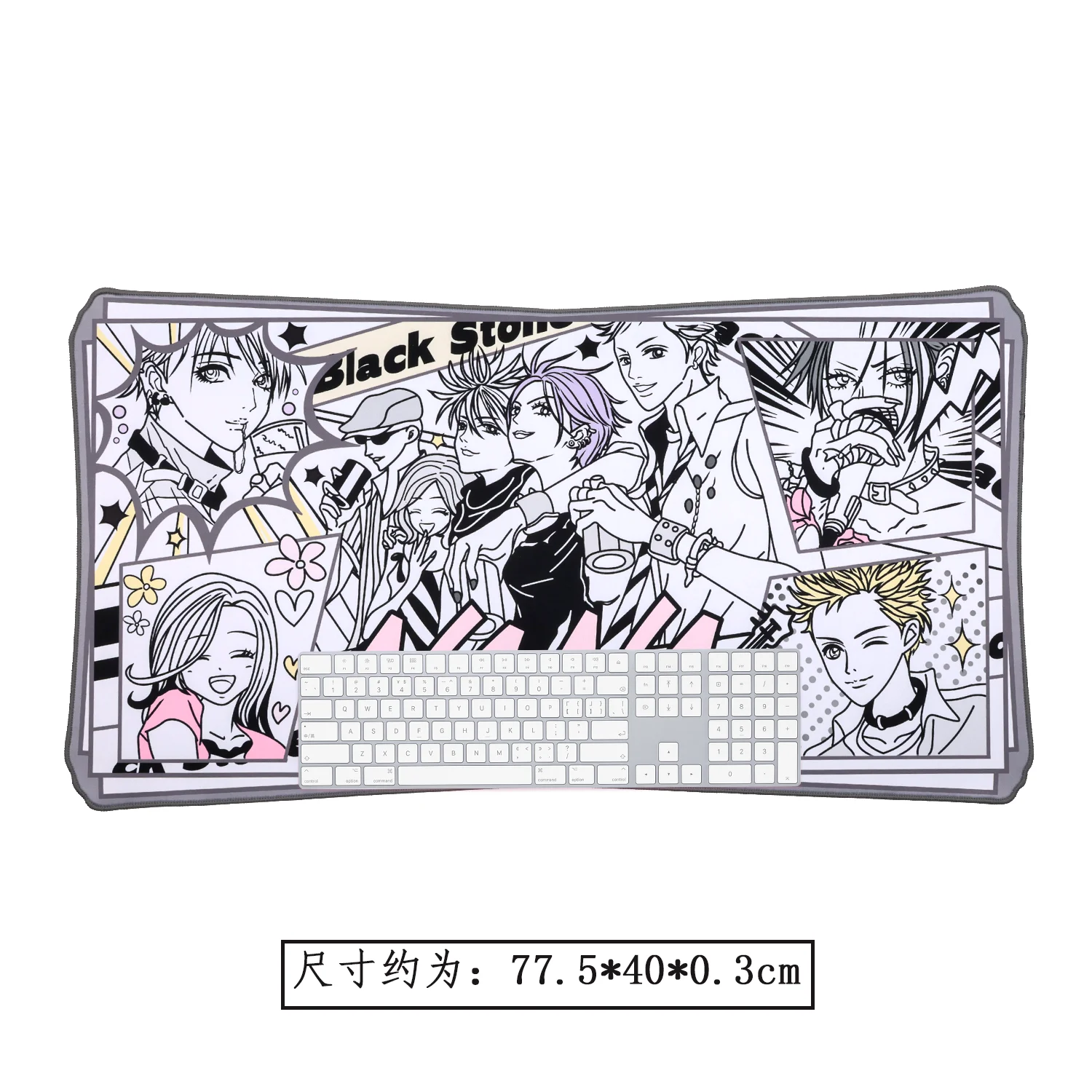 NANA Manga-Inspired  Computer Gaming Mouse Pad - Black White Non-Slip Desk Mat for Keyboard & Mouse (775x400mm)