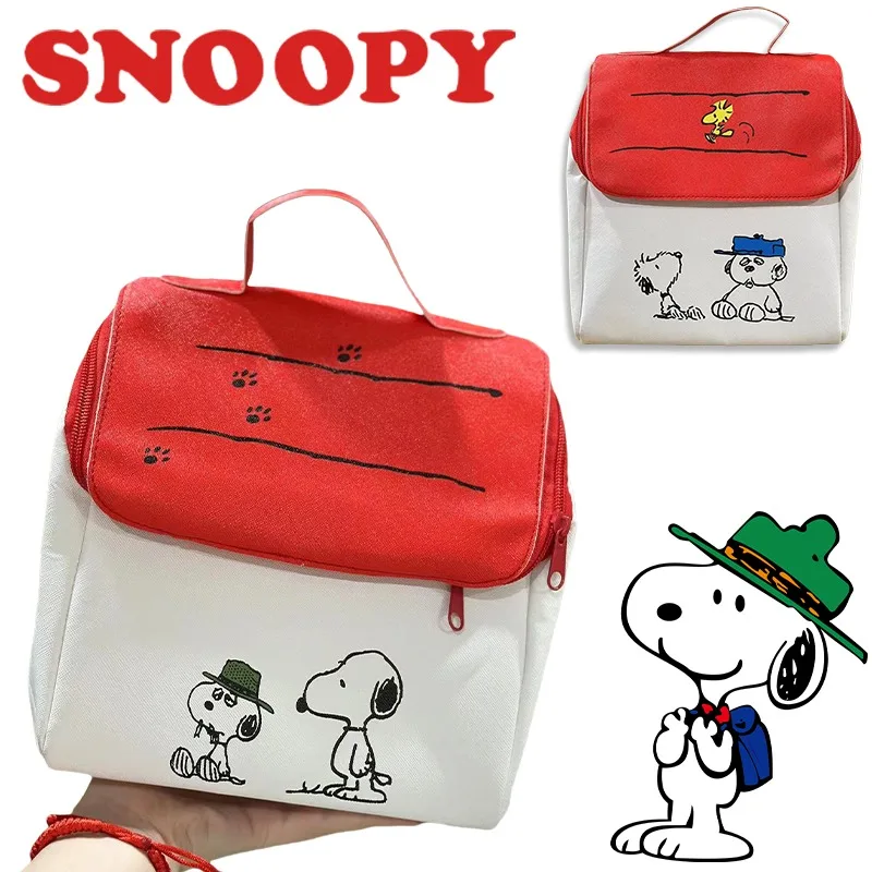 Snoopy torebka do przechowywania makijażu uroczy studencki Lunch przenośna torebka kreskówkowe kobiety o dużej pojemności kreatywne piknikowe duże