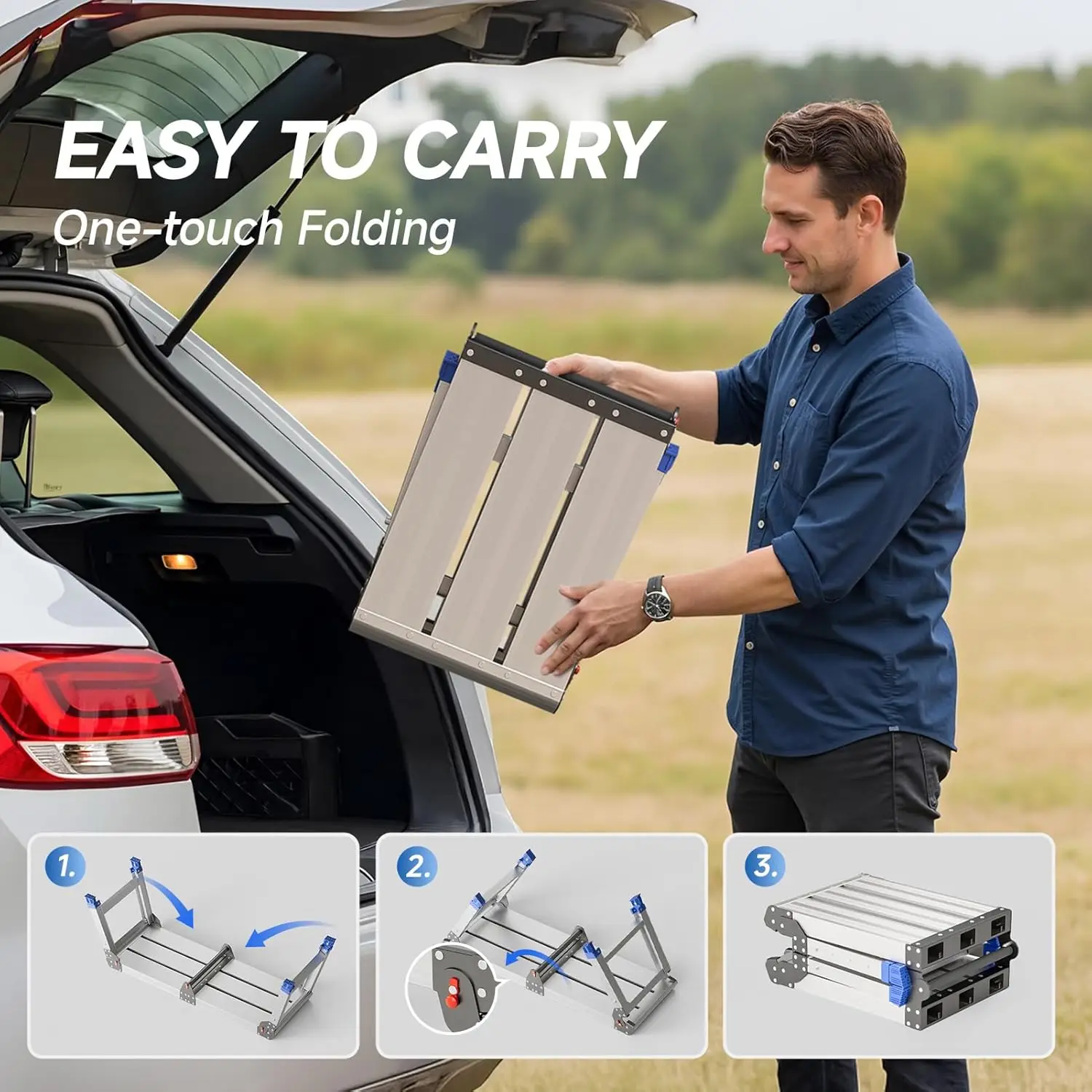 مقعد ألومنيوم بارتفاع قابل للتعديل للبالغين - منصة عمل خفيفة الوزن ومتينة ومحمولة قابلة للطي في الهواء الطلق #6