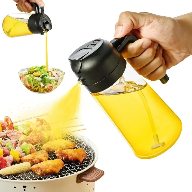 

New Glass Pouring Oil Spray Bottles Pouring Dual Use Air Frying Pan Kitchen Household Spray Oil Spray Bottles Oil Tank Seasoning