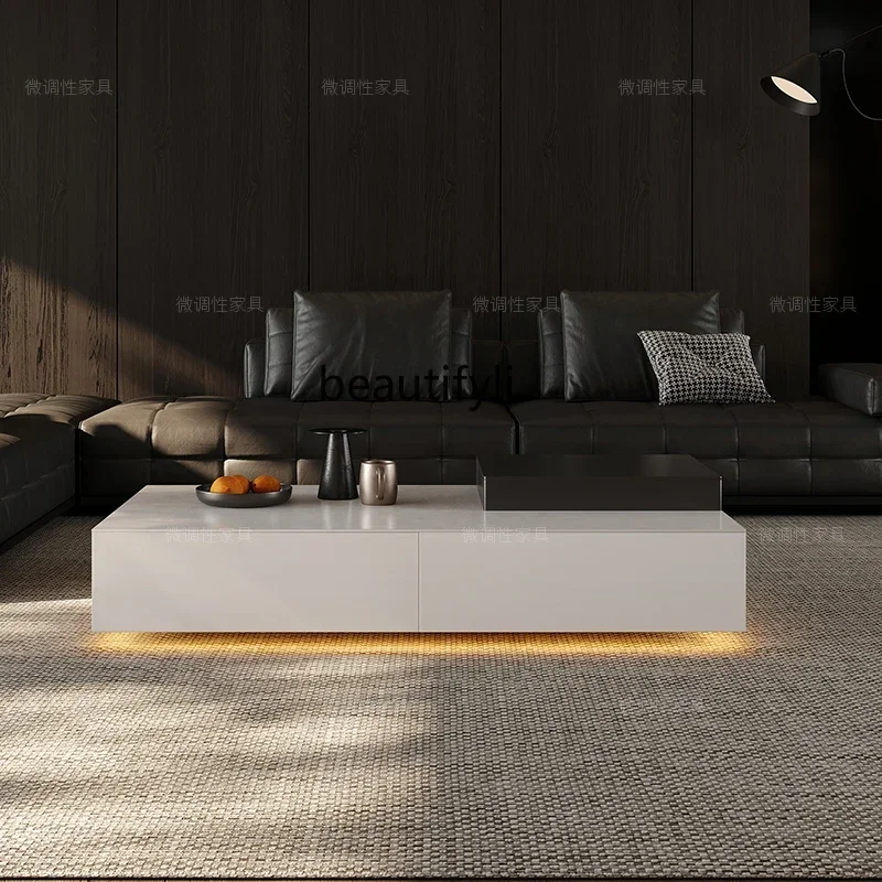 Italian minimalist light luxury new Chinese creative designer custom multi-functional rectangular coffee table
