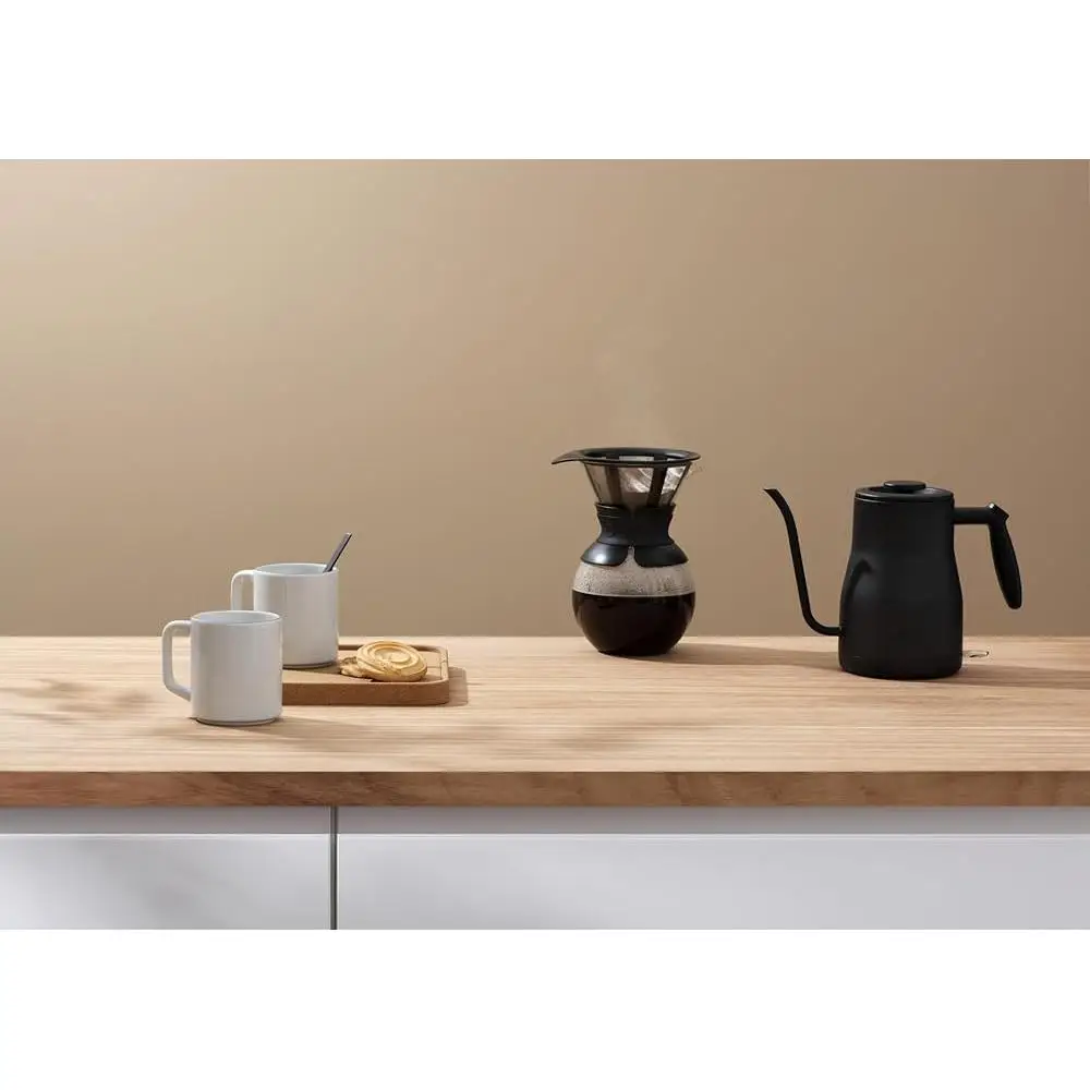 GOOSENECK กาต้มน้ําไฟฟ้าเทกาแฟชาสแตนเลส ERGONOMIC Non SLIP Handle ไร้สายปิดอัตโนมัติ 34oz