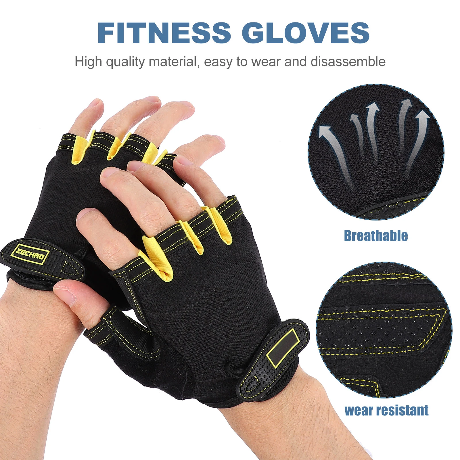 

1Pair Breathable Anti-Slip Half-Finger Gloves Lightweight Protective Mitts for Cycling Riding Outdoor Sports Hiking Camping