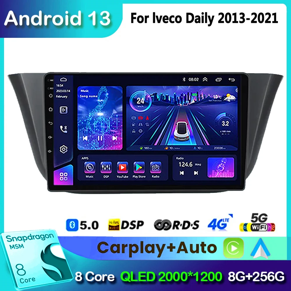 

Автомагнитола на Android 13, мультимедийный видеоплеер для Iveco Daily 2013-2021, автомагнитола с навигацией и GPS, Авторадио с сенсорным экраном QLED