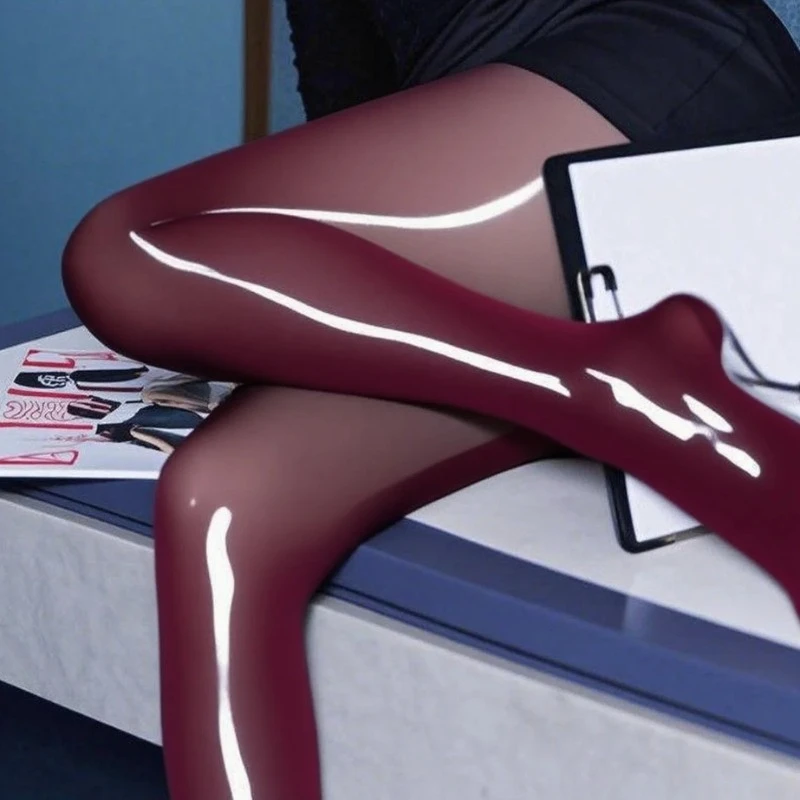 Sexy glänzende transparente Strumpfhosen für Frauen, Frühling, Herbst, Sommer, hoher Ölgehalt, glänzende Pferdeölstrümpfe, Strumpfhosensocken in Übergröße – Detail 7