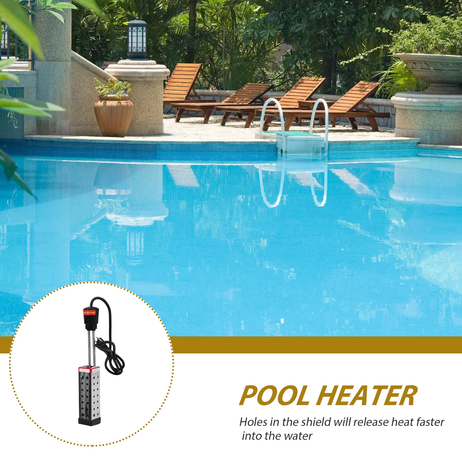 

Swimming Pool Heater Liquid Electric Immersion Water Inground Simple Heaters Heating Tube for Metal Bathtub Warmer