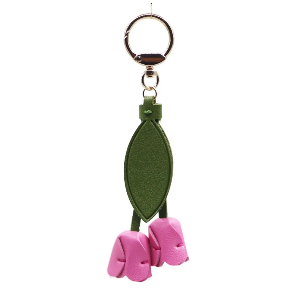 Zoete Tulp Tas Hanger PU Leer Dopamine Verse Rugzak Decoratie Tas Match Accessoires Koreaanse Stijl Autosleutelhangers Meisje