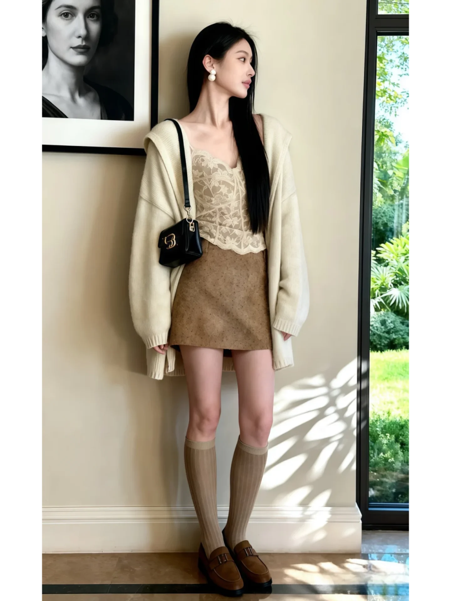 

Korean Sle Women's Knitted Set Beautiful Loose Outerwear And ter Ne Innerwear with Unique Design Winter Faion Tee-...