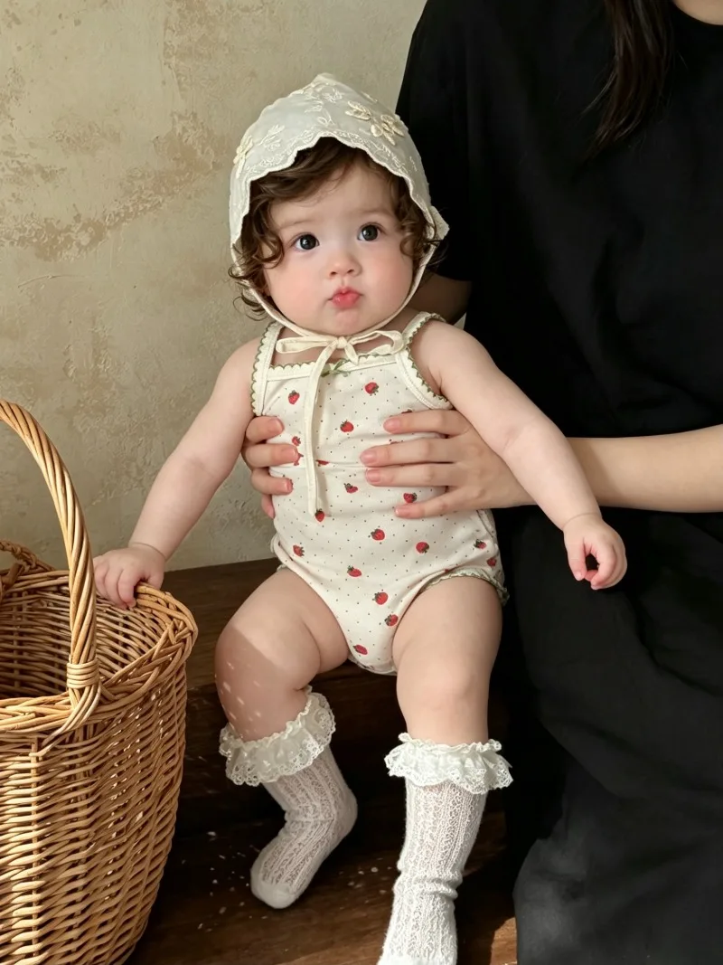 

Girl Baby's Wrap Fart Clothes Summer Pure Cotton Class A Sleeveless Vest Triangle Hare Clothes Climbing Baby Sling Clothes