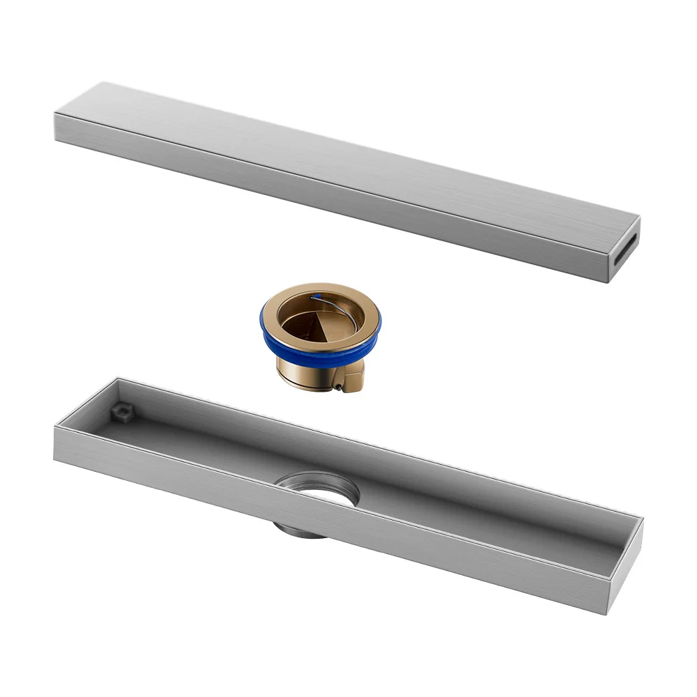 

55x500mm Anti-Odor Bathroom Floor Drain 304SS Hidden Long Floor Drain+Brass Floor Drain Core Integrated fit for 40-50mm Tube