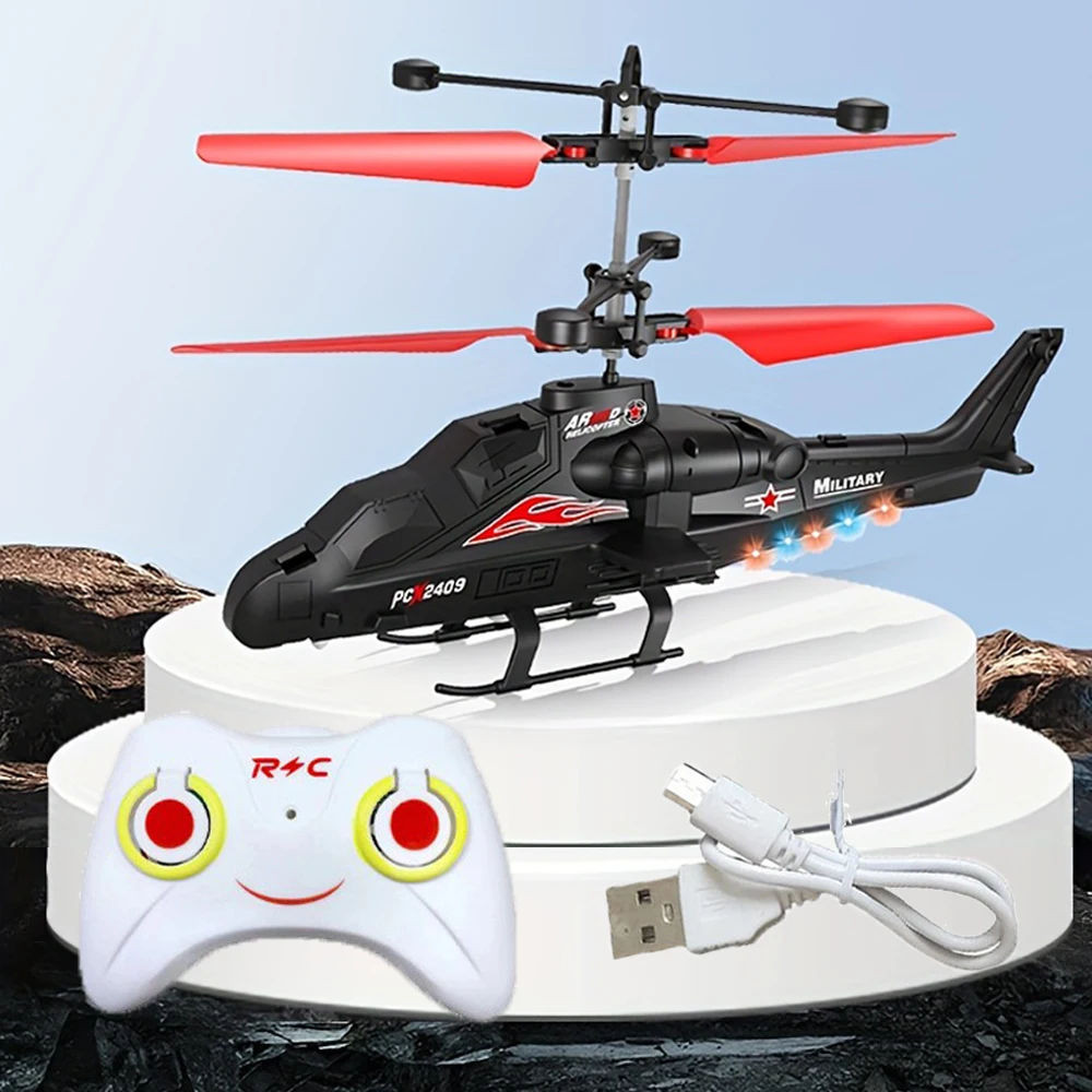 2-Way Remote Control Airplane Infrared Induction Helicopter LED Lights Drone USB Charging Fighter Model Boy Toy